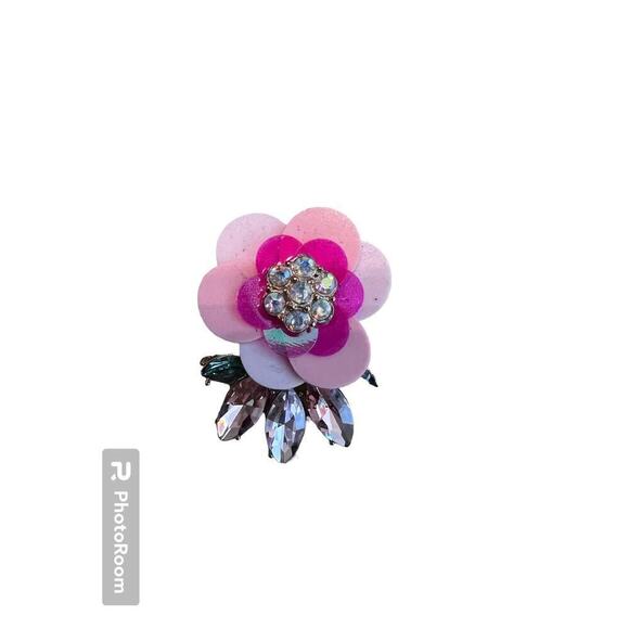 Betsy Johnson Women's Multicolor Crystal Flower Secure Lock Back Stud Earrings - Picture 2 of 2